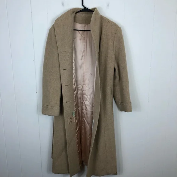 Vintage Wool & Camel Hair Belted Jacket Sz S - Picture 10 of 14